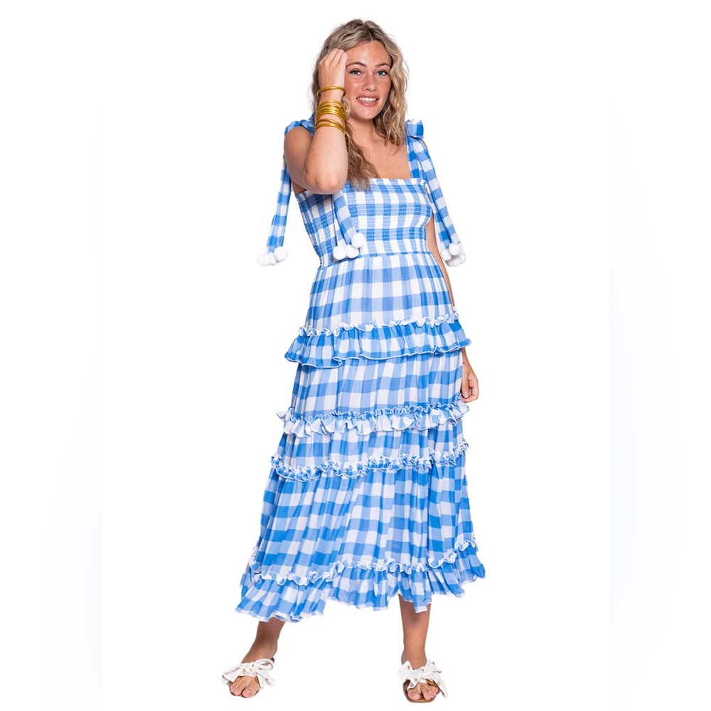 Sundress BERENICE LONG DRESS GINGHAM BLUE